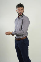Camisa Burgundy Microcheck
