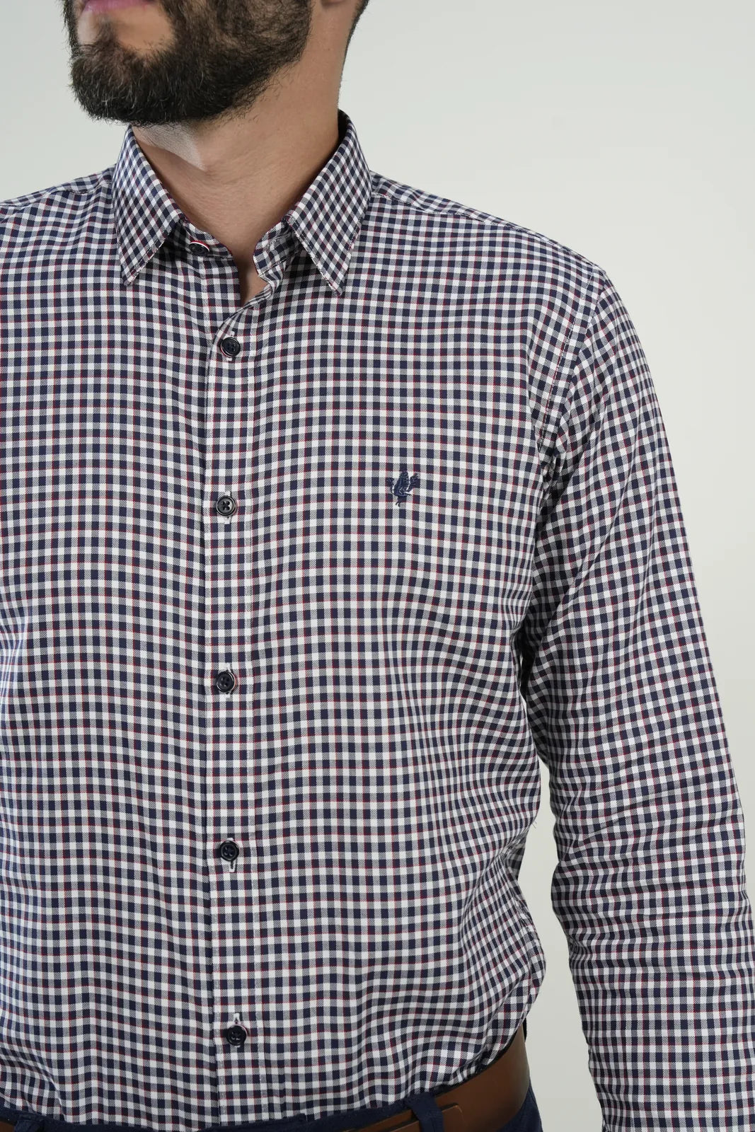 Camisa Burgundy Microcheck