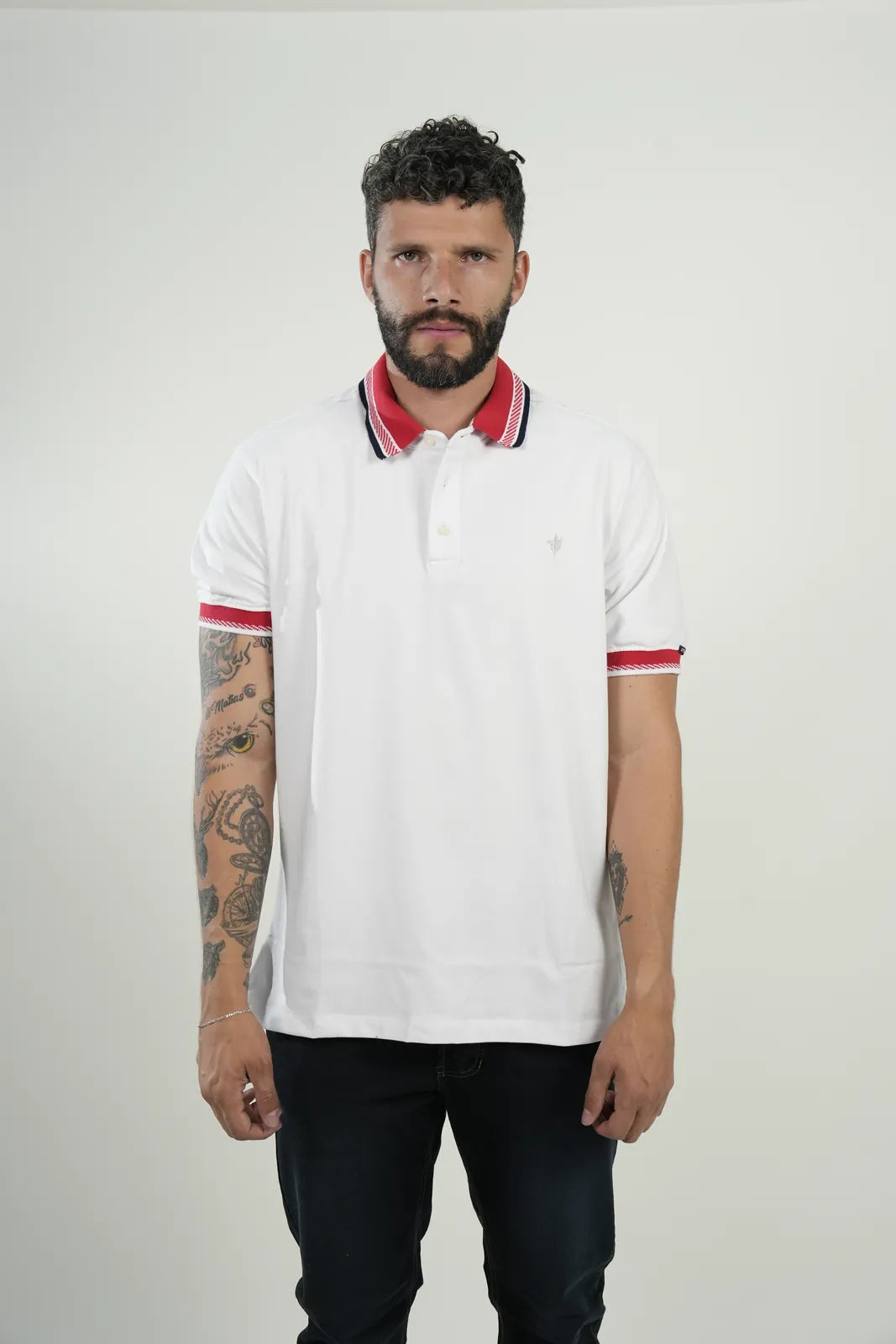 Polo White Red Trim