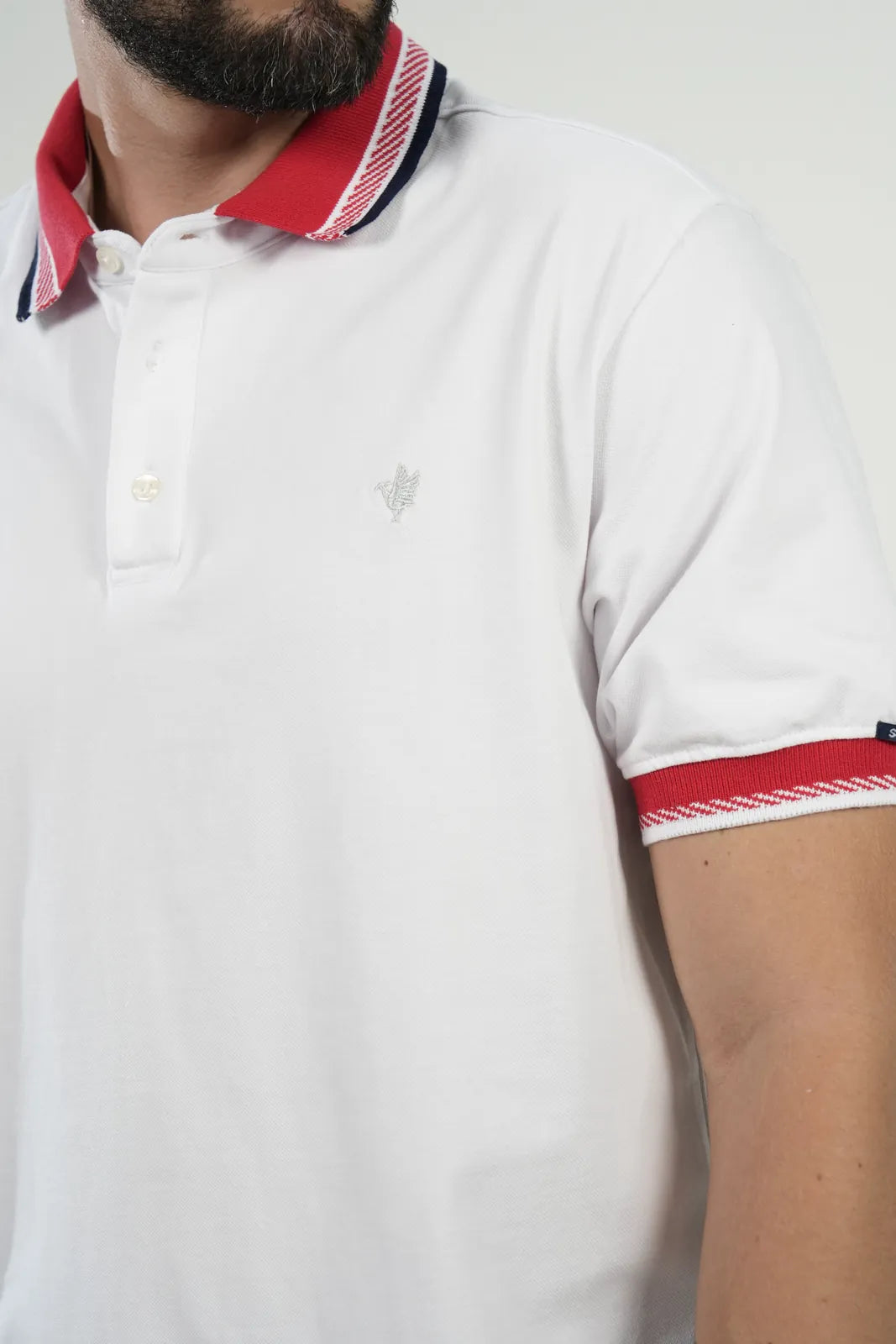 Polo White Red Trim