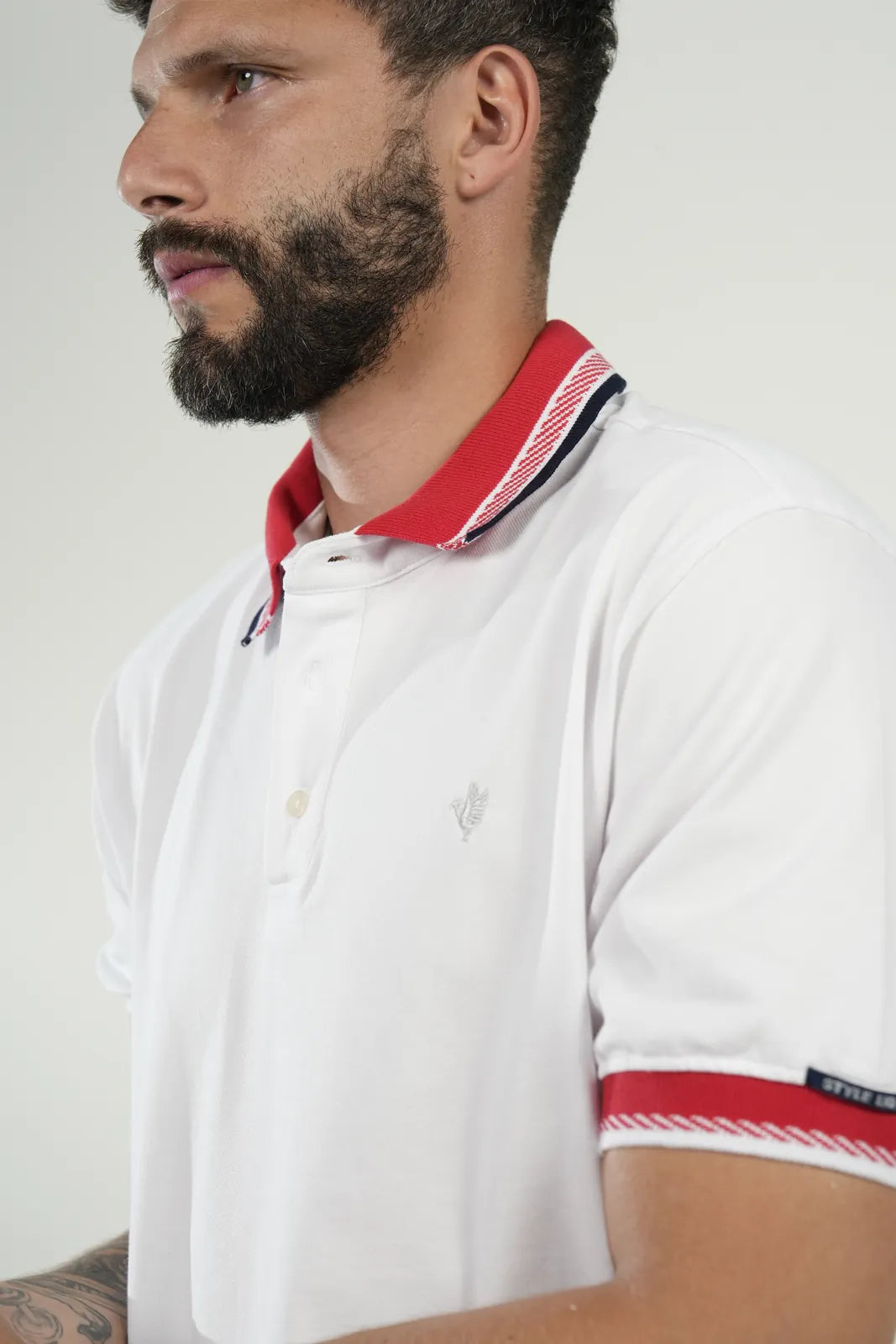 Polo White Red Trim