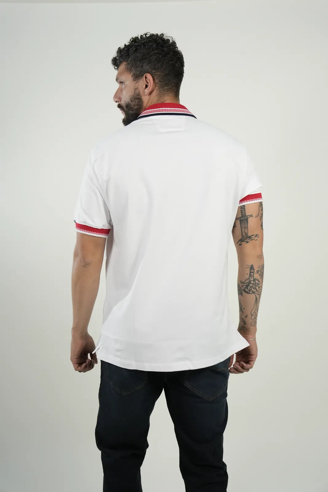 Polo White Red Trim