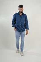 Camisa Deep Blue Satin