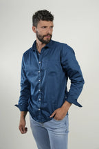 Camisa Deep Blue Satin