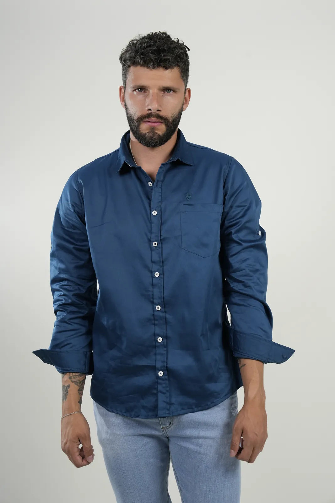 Camisa Deep Blue Satin