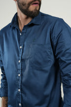 Camisa Deep Blue Satin