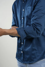 Camisa Deep Blue Satin
