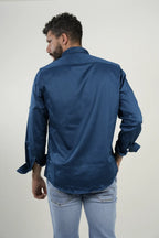 Camisa Deep Blue Satin