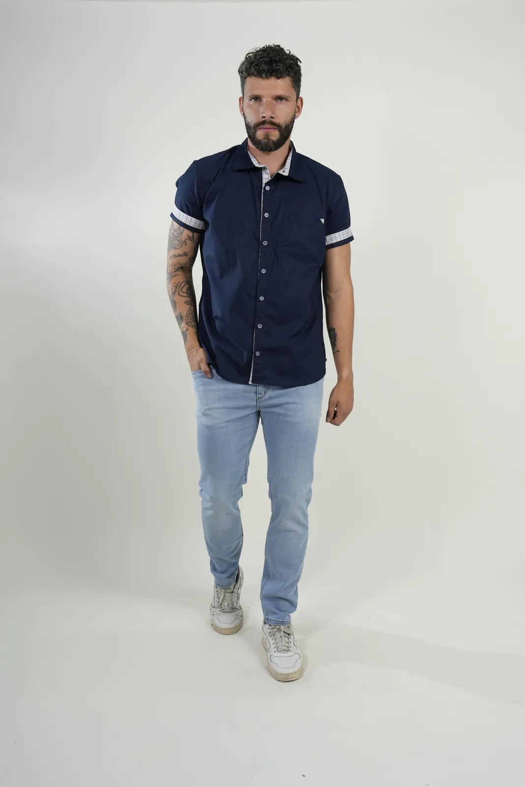 Camisa Navy Check Trim