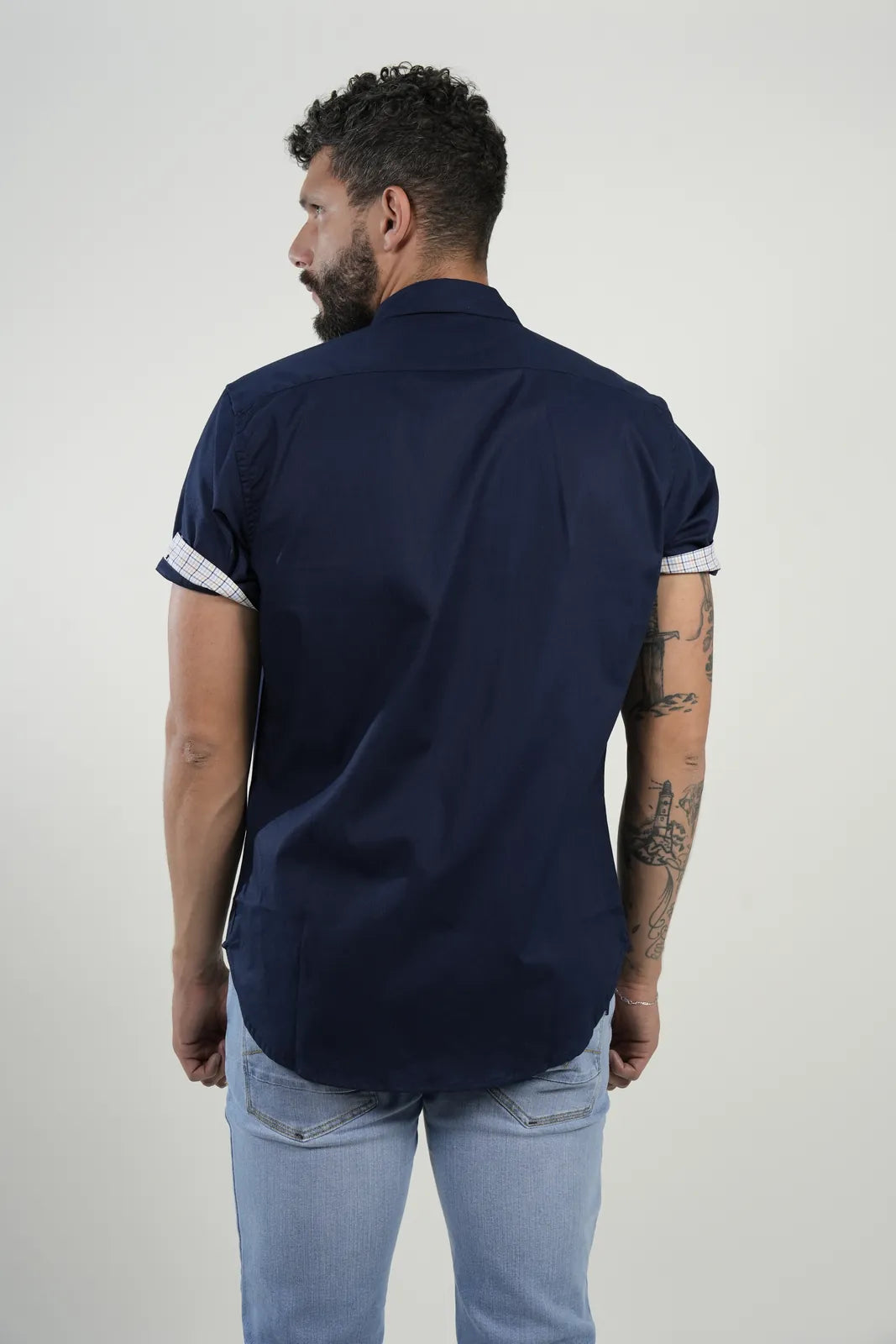 Camisa Navy Check Trim