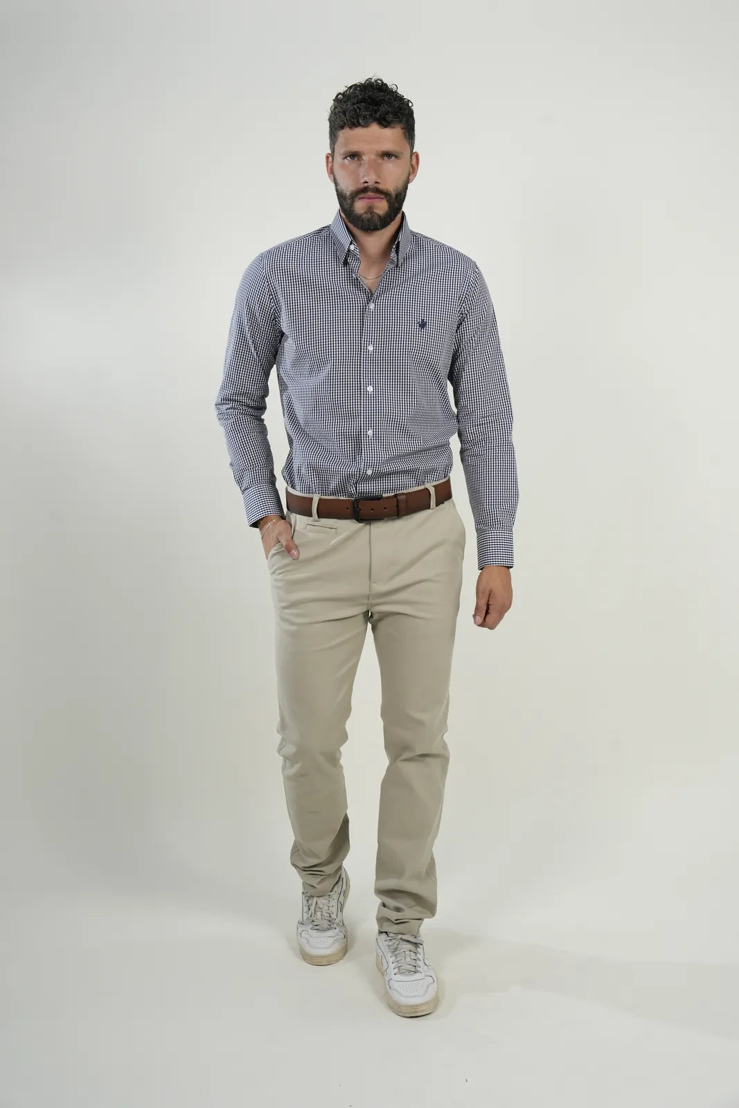 Camisa Navy Microcheck