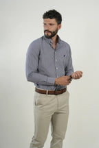 Camisa Navy Microcheck