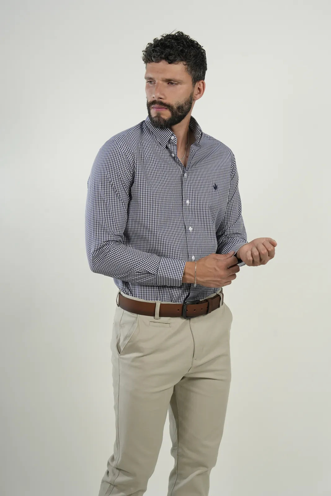 Camisa Navy Microcheck