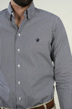 Camisa Navy Microcheck