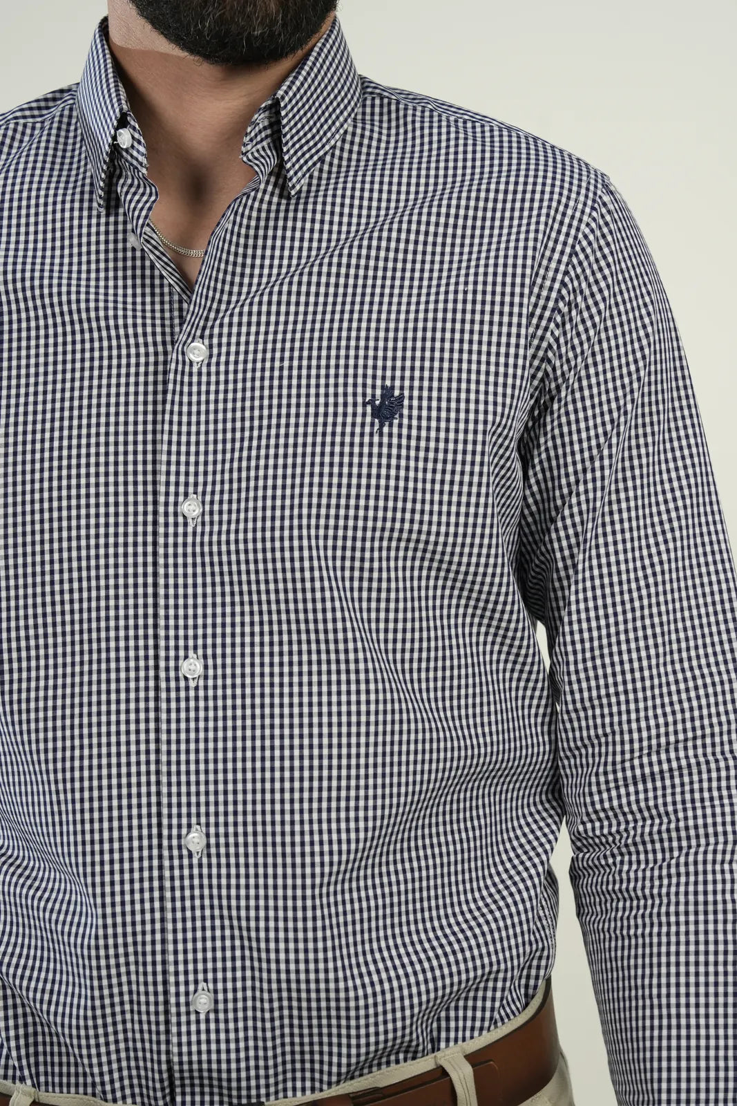 Camisa Navy Microcheck