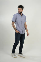 Camisa Navy Gingham Short Sleeve