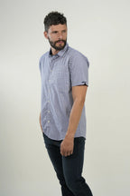 Camisa Navy Gingham Short Sleeve