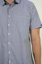 Camisa Navy Gingham Short Sleeve