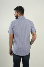 Camisa Navy Gingham Short Sleeve