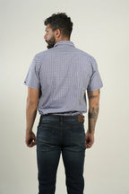 Camisa Navy Gingham Short Sleeve