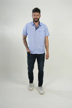 Camisa Blue Microcheck Short Sleeve