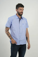 Camisa Blue Microcheck Short Sleeve