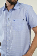 Camisa Blue Microcheck Short Sleeve