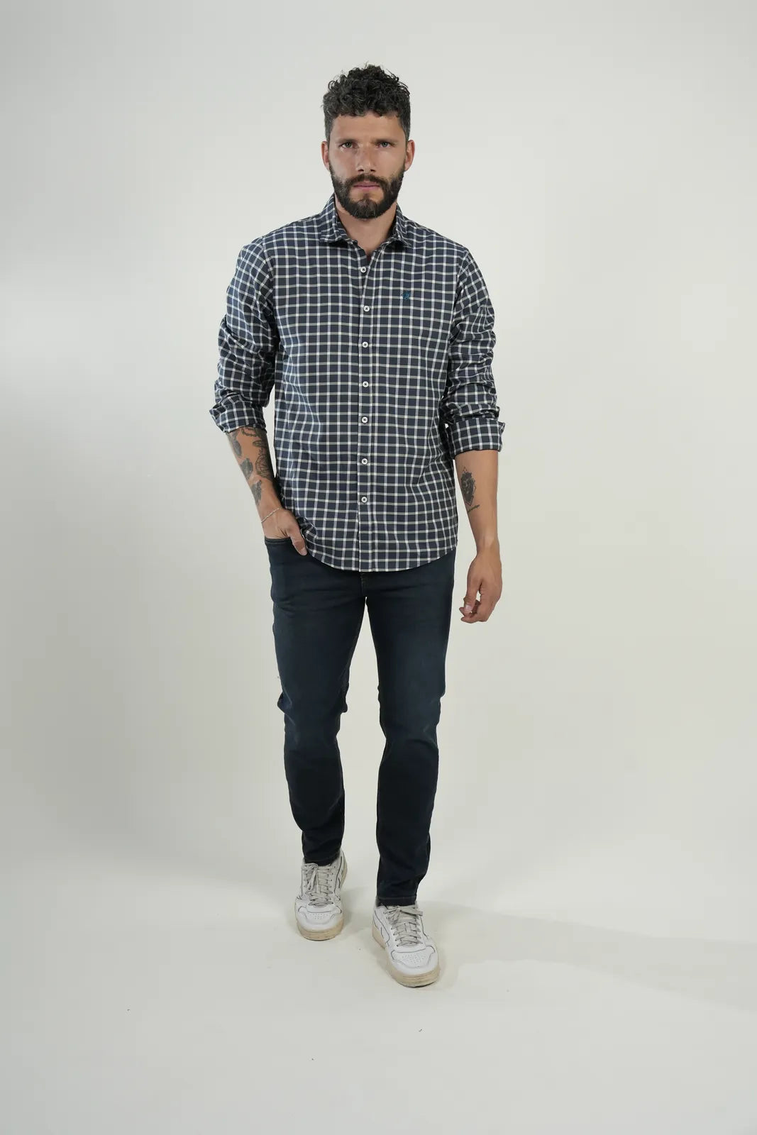 Camisa Navy Check Modern