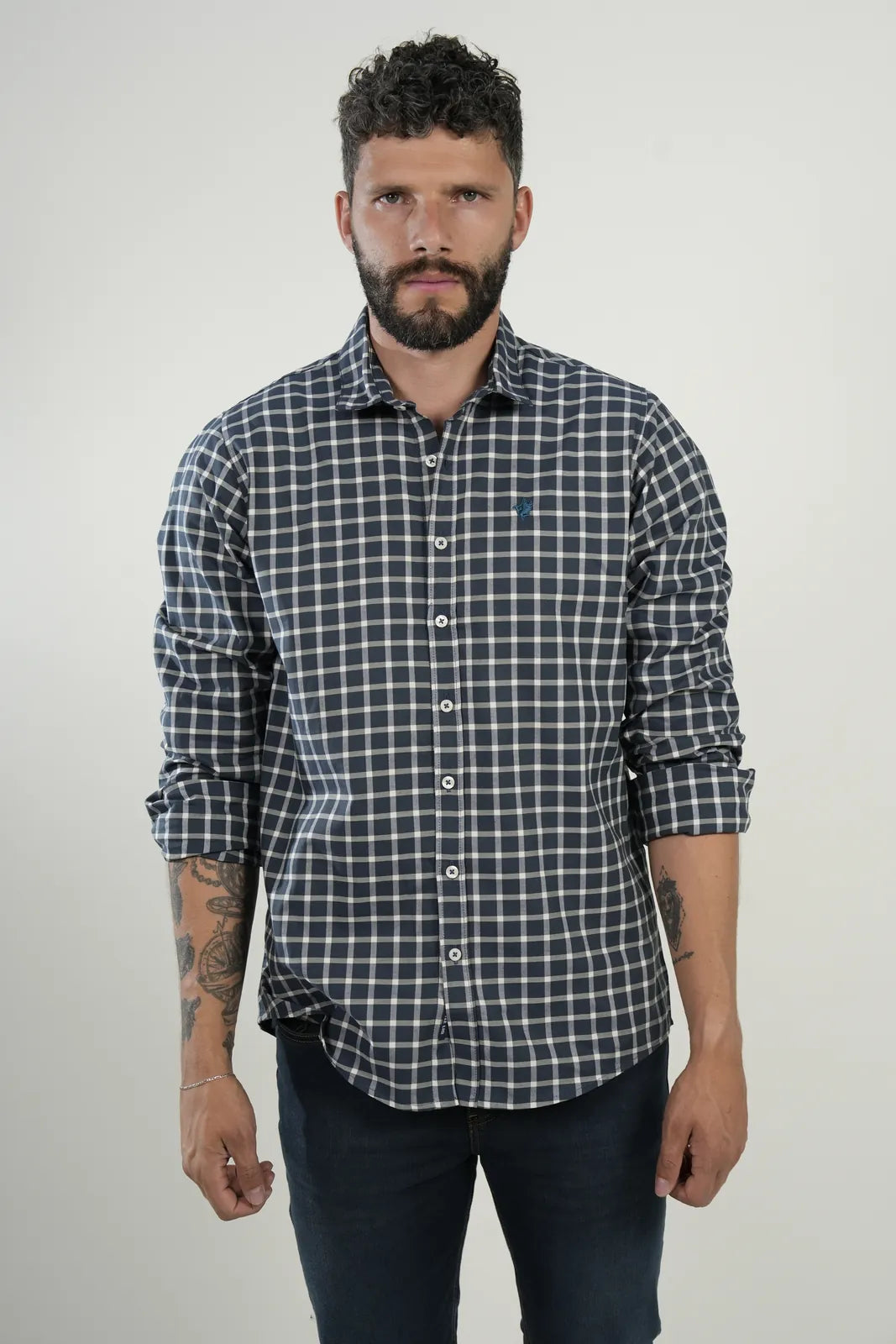 Camisa Navy Check Modern