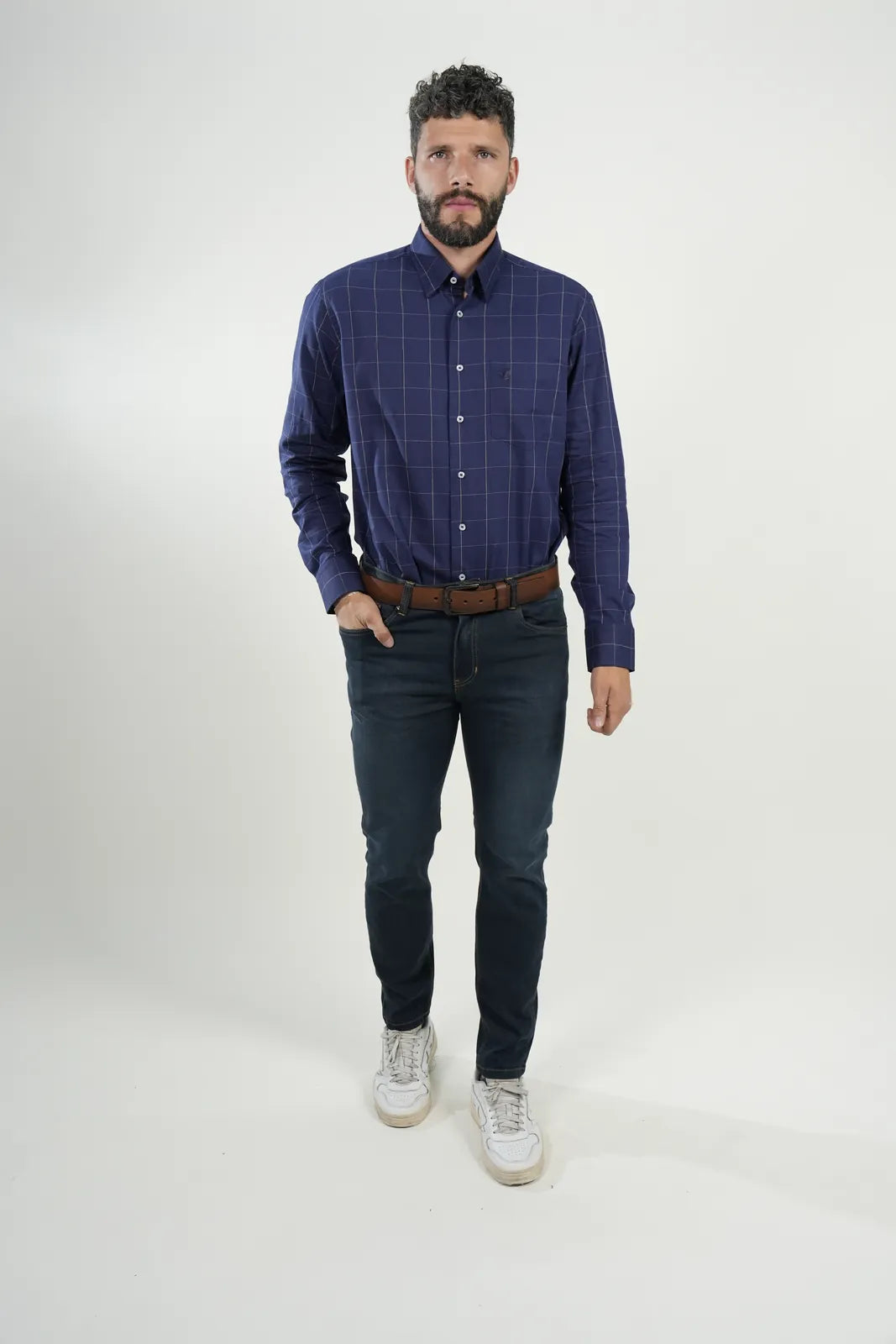 Camisa Navy Windowpane