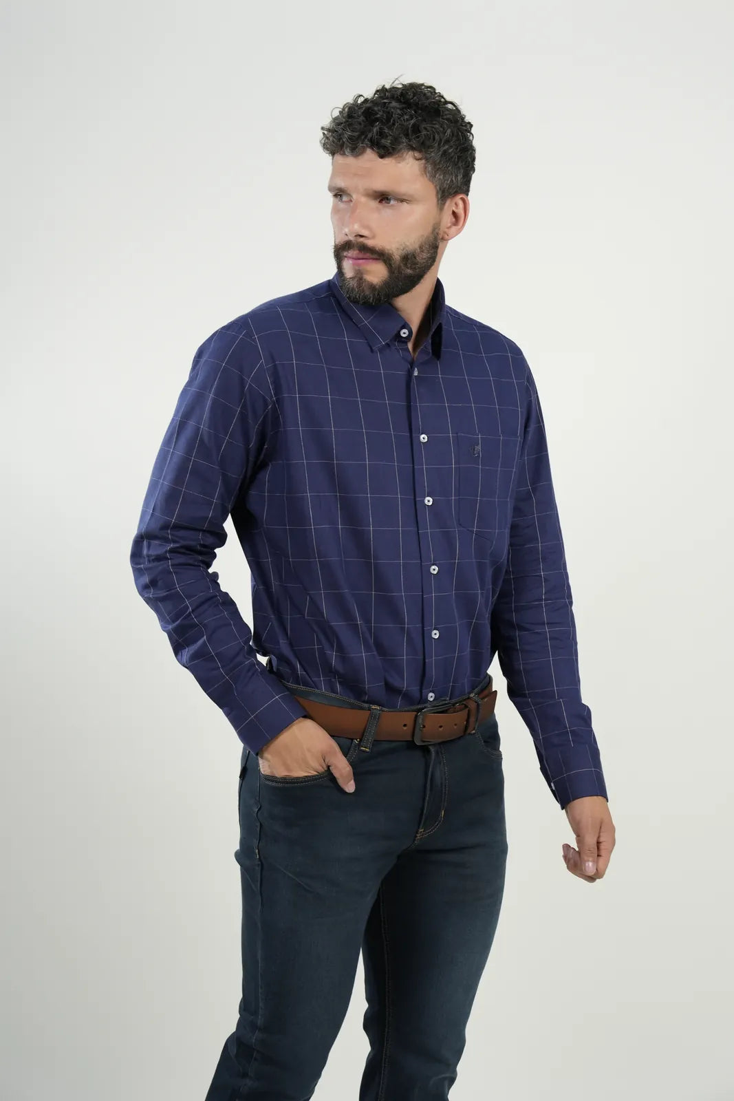 Camisa Navy Windowpane