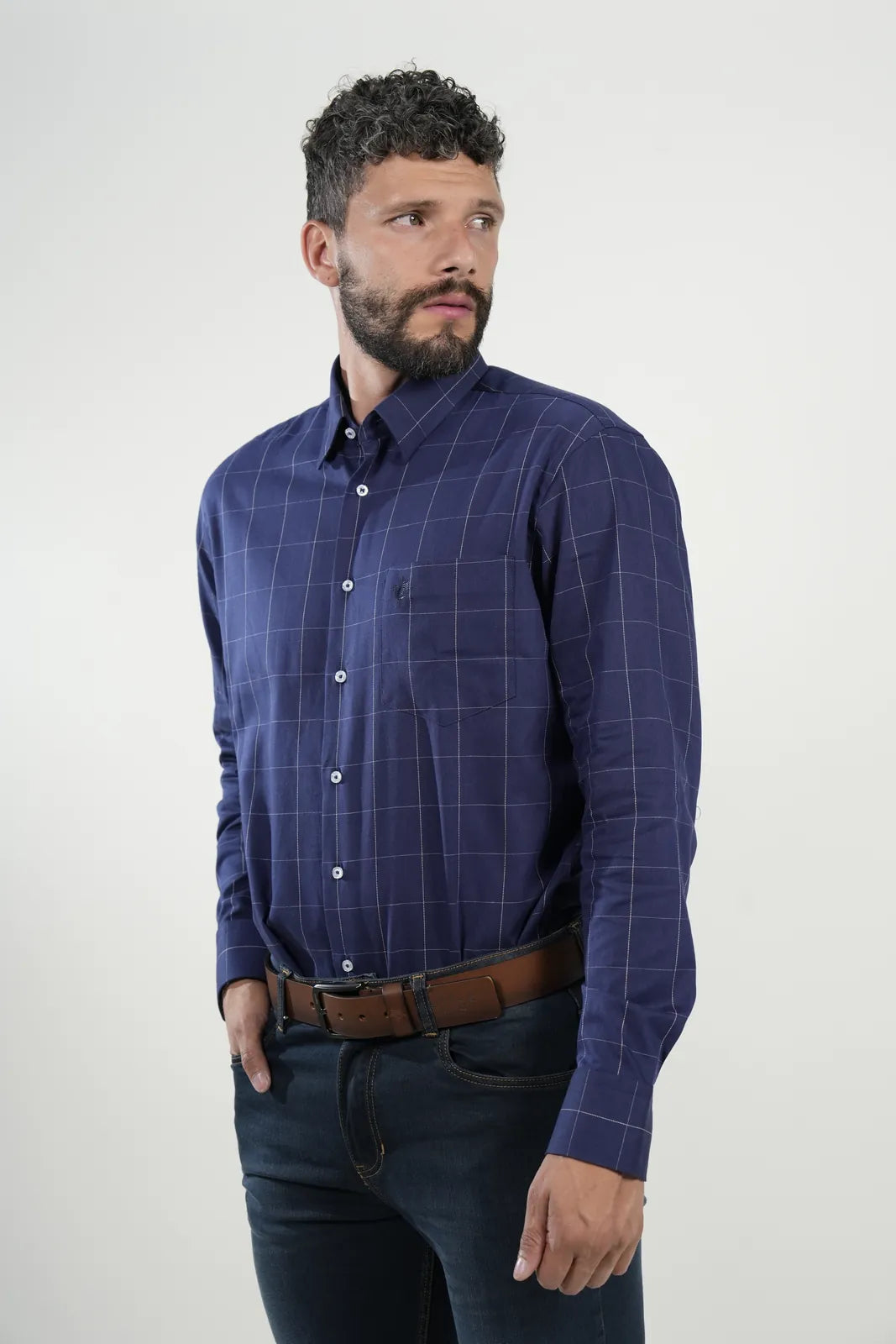 Camisa Navy Windowpane