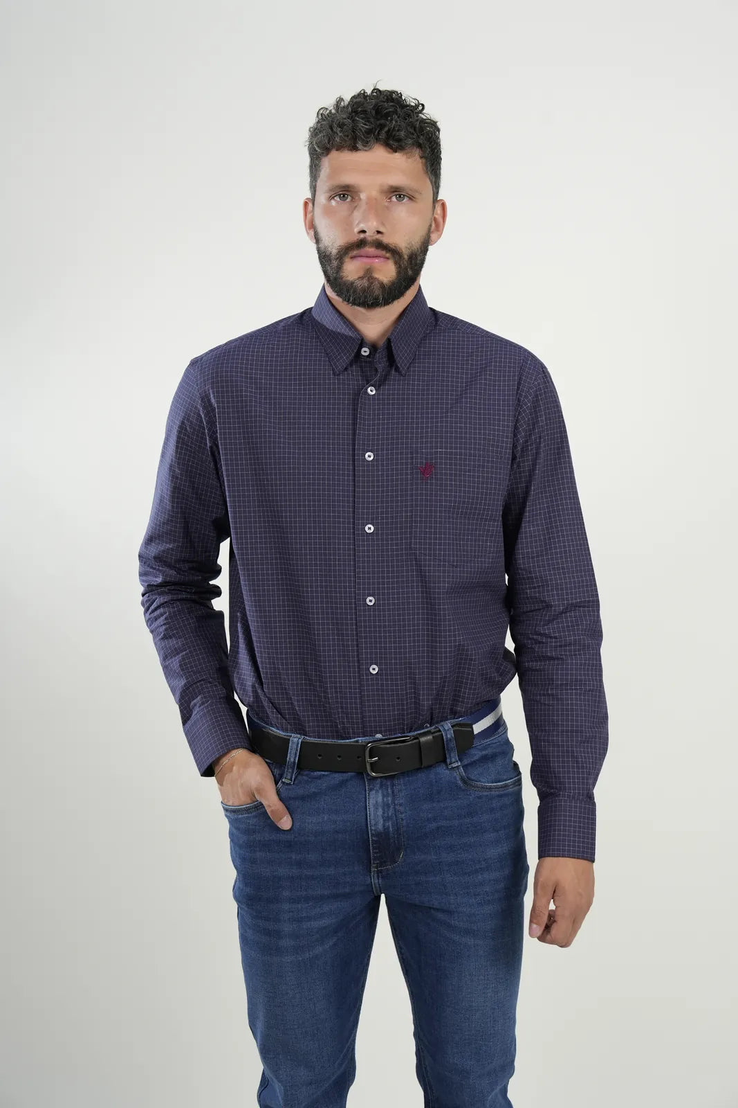 Camisa Navy Grid Classic
