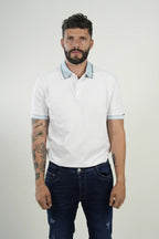 Polo White Blue Accent