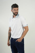 Polo White Blue Accent