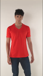 Camiseta básica para hombre manga corta cuello V