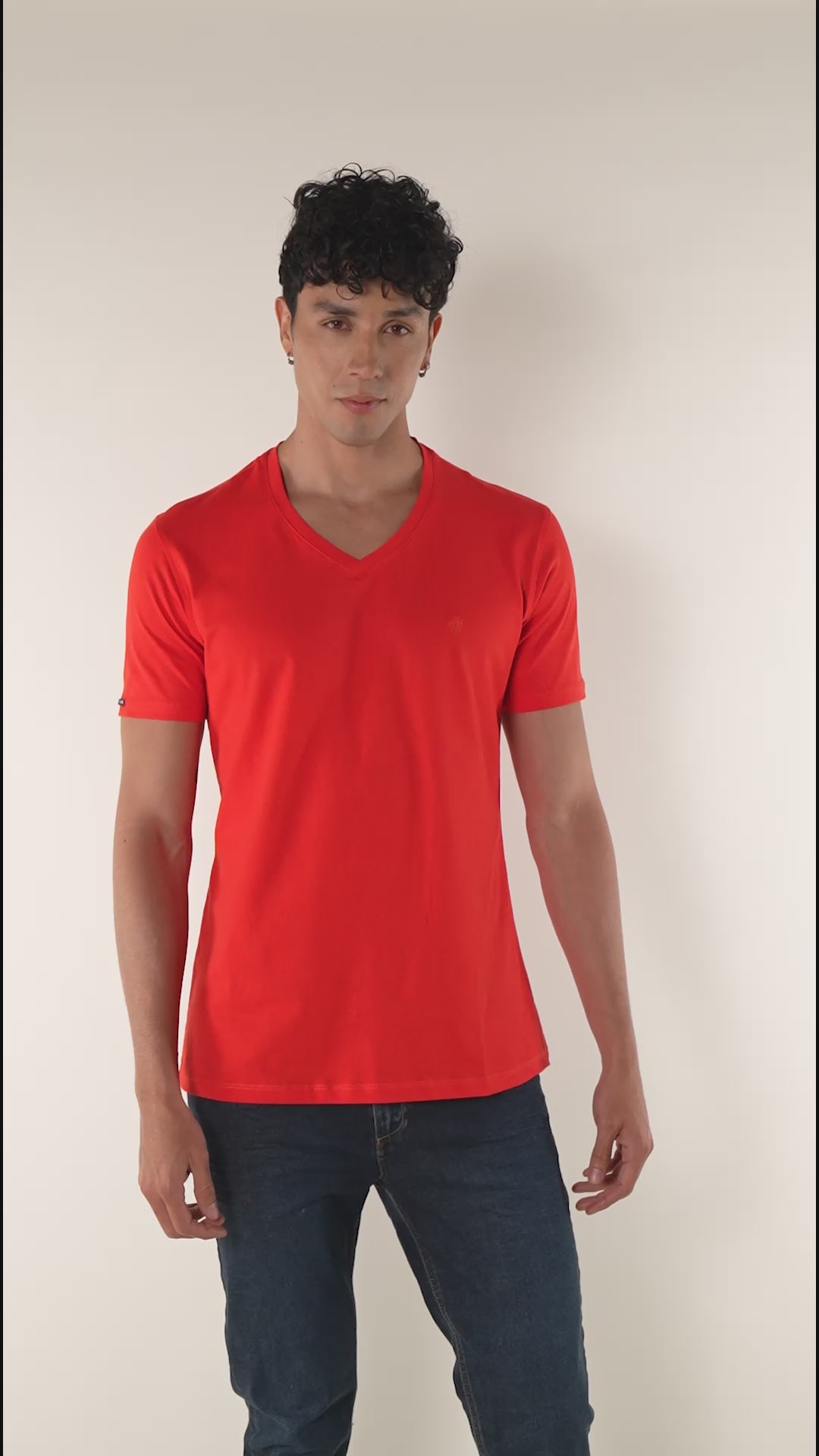 Camiseta básica para hombre manga corta cuello V