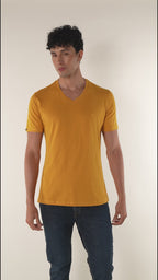 Camiseta básica para hombre manga corta cuello V
