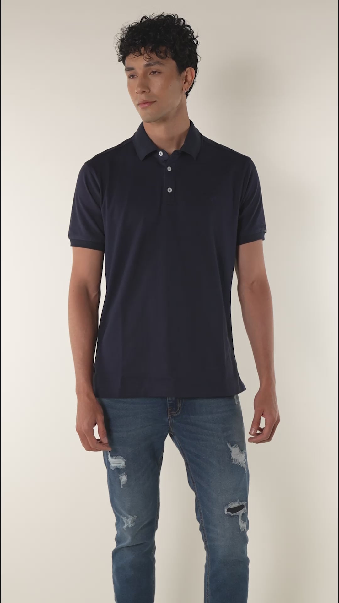 Camiseta tipo polo para hombre color azul oscuro