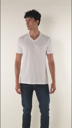 Camiseta básica para hombre manga corta cuello V