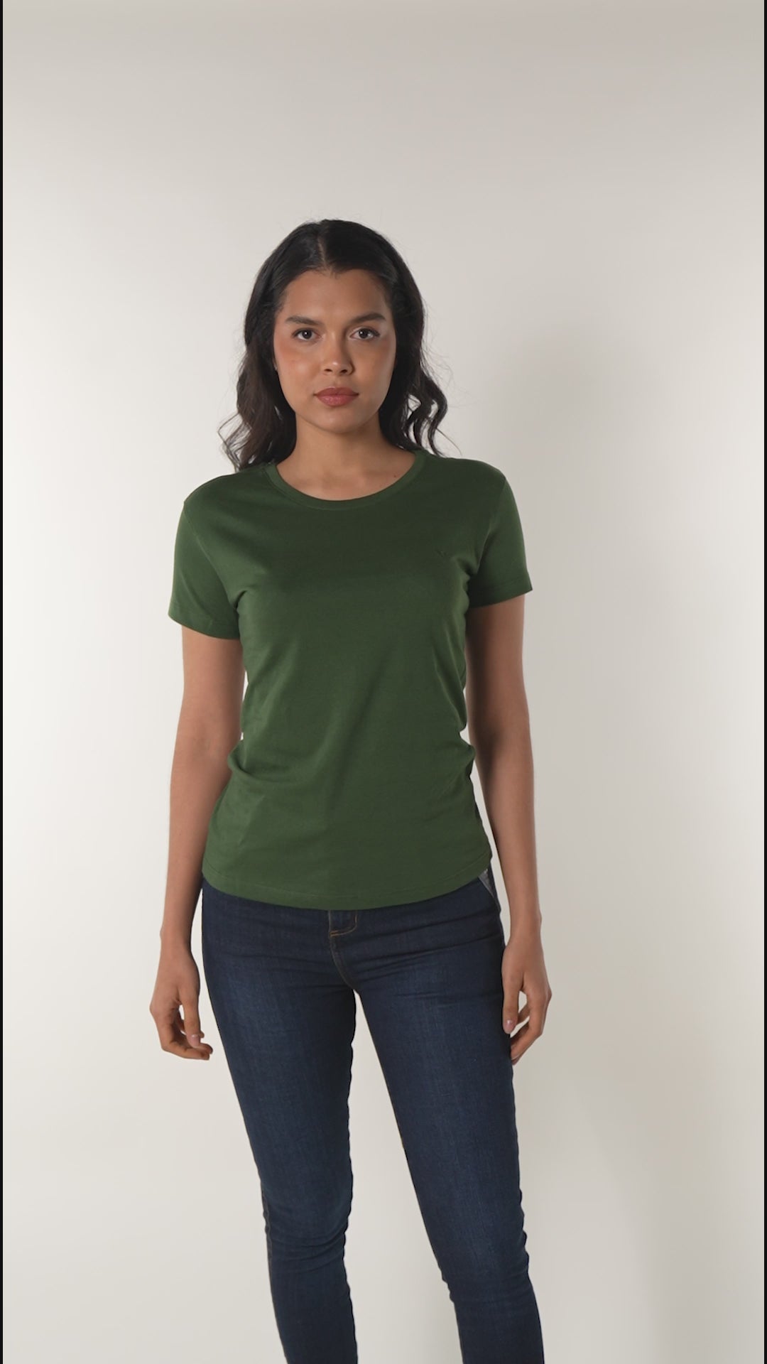 Camiseta básica mujer manga corta cuello redondo