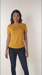 Camiseta básica mujer manga corta cuello redondo