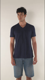 Camiseta básica para hombre manga corta cuello V