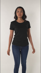 Camiseta básica de mujer manga corta cuello redondo
