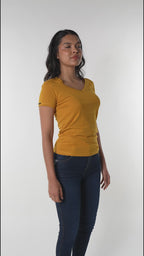 Camiseta básica mujer manga corta cuello V