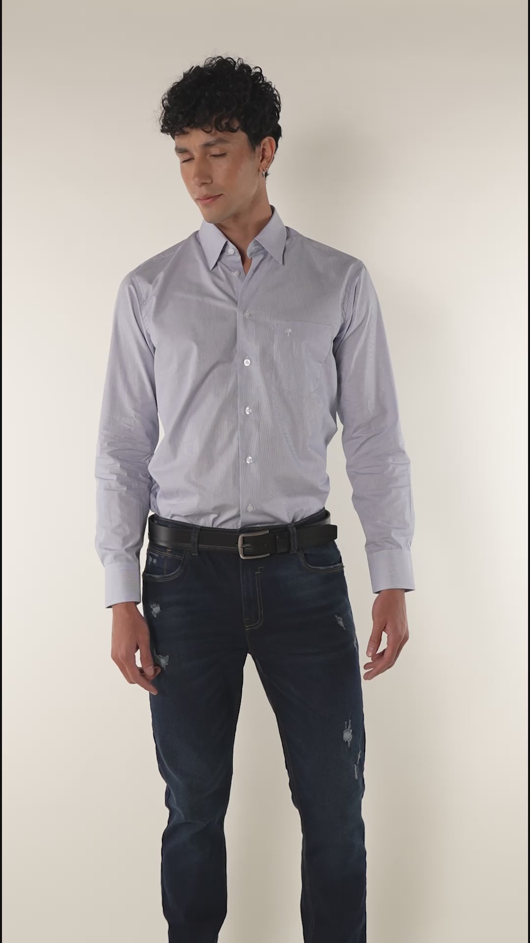 Camisa para hombre manga larga color azul claro cuavel