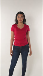 Camiseta básica mujer manga corta cuello V