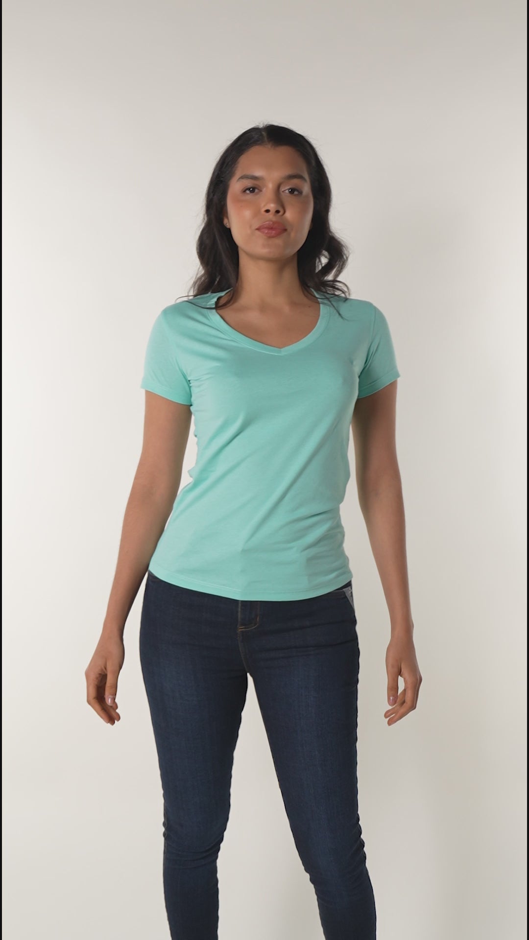 Camiseta básica mujer, Manga corta cuello V