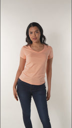 Camiseta básica mujer manga corta cuello V